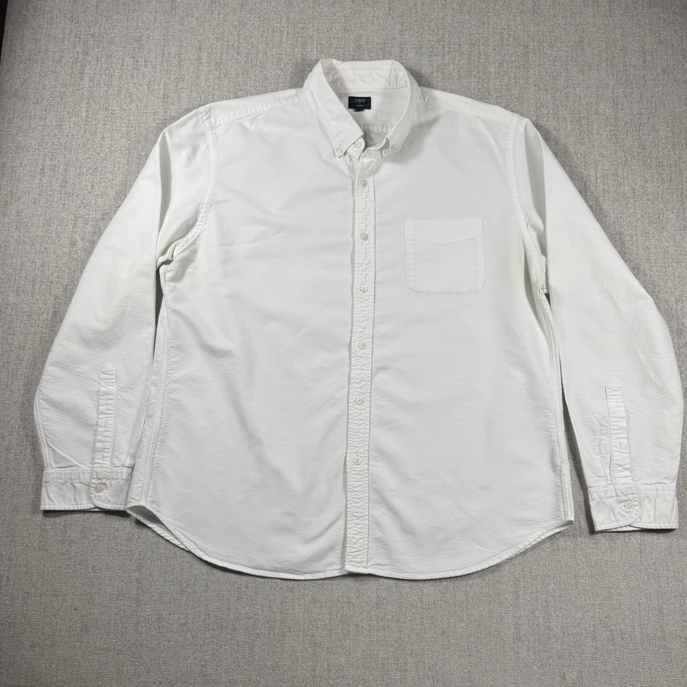 J.CREW Flex Oxford Slim Fit White 100% Cotton XXL Long Sleeve Button-Down